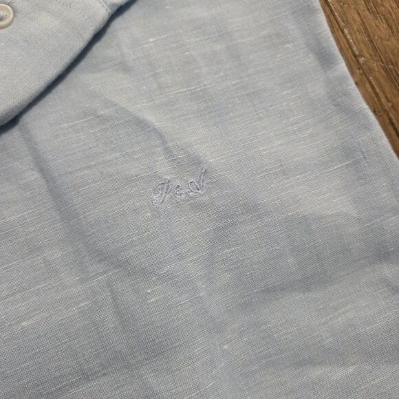 Porter and Ash Shirt Mens Small Linen Long Sleeve Button Down Blue Lightweight - Picture 2 of 8